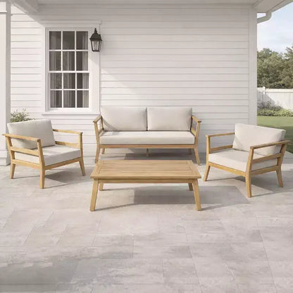 Edith Ensemble de 4 pièces pour terrasse en bois d'acacia avec lattes – Sanzelize Design