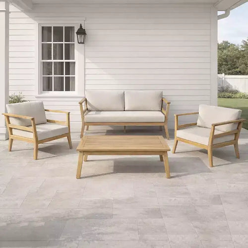 Edith Ensemble de 4 pièces pour terrasse en bois d'acacia avec lattes – Sanzelize Design