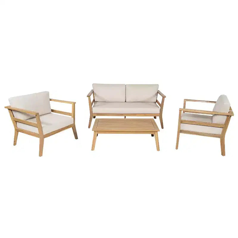 Edith Ensemble de 4 pièces pour terrasse en bois d'acacia avec lattes – Sanzelize Design