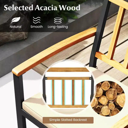 Ensemble de salle à manger 5 pièces en bois d'acacia pour terrasse avec coussins moelleux et trou pour parasol – Sanzelize Design
