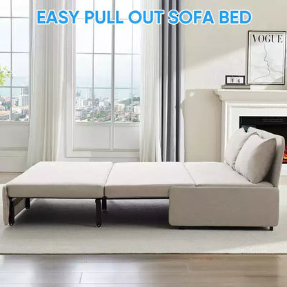 Canapé-lit Grand lit 152 x 203 cm, Canapé convertible 2-en-1 en lin avec coussins – Sanzelize Design