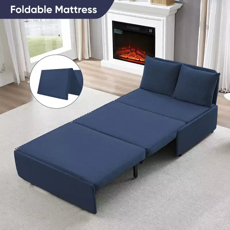 Canapé-lit Grand lit 152 x 203 cm, Canapé convertible 2-en-1 en lin avec coussins – Sanzelize Design