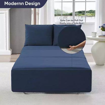 Canapé-lit Grand lit 152 x 203 cm, Canapé convertible 2-en-1 en lin avec coussins – Sanzelize Design