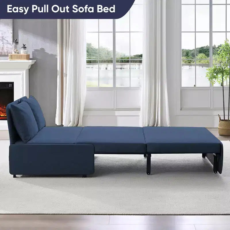 Canapé-lit Grand lit 152 x 203 cm, Canapé convertible 2-en-1 en lin avec coussins – Sanzelize Design