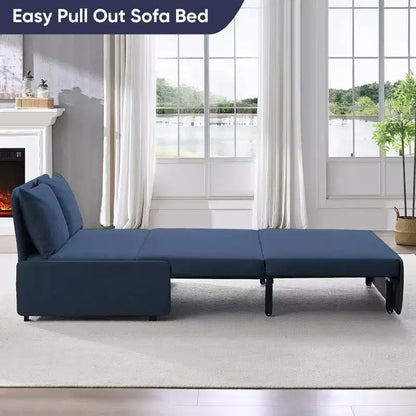 Canapé-lit Grand lit 152 x 203 cm, Canapé convertible 2-en-1 en lin avec coussins – Sanzelize Design