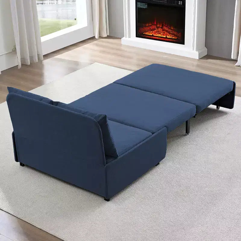 Canapé-lit Grand lit 152 x 203 cm, Canapé convertible 2-en-1 en lin avec coussins – Sanzelize Design