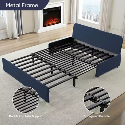 Canapé-lit Grand lit 152 x 203 cm, Canapé convertible 2-en-1 en lin avec coussins – Sanzelize Design
