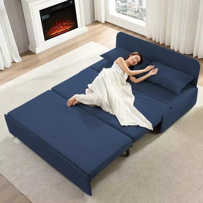 Canapé-lit Grand lit 152 x 203 cm, Canapé convertible 2-en-1 en lin avec coussins – Sanzelize Design