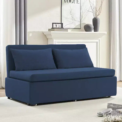Canapé-lit Grand lit 152 x 203 cm, Canapé convertible 2-en-1 en lin avec coussins – Sanzelize Design