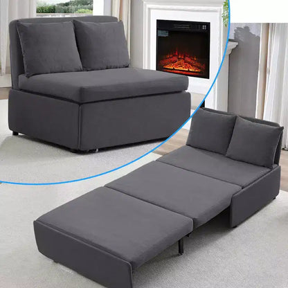 Canapé-lit Grand lit 152 x 203 cm, Canapé convertible 2-en-1 en lin avec coussins – Sanzelize Design