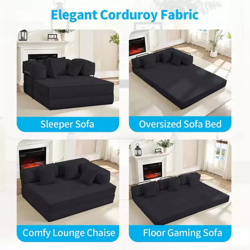 Canapé-lit convertible 168 cm avec oreillers, canapé-matelas pliable – Sanzelize Design