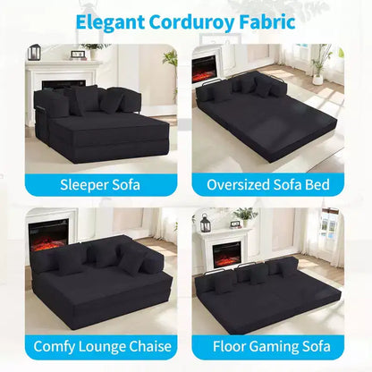 Canapé-lit convertible 168 cm avec oreillers, canapé-matelas pliable – Sanzelize Design