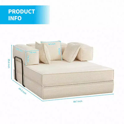 Canapé-lit convertible 168 cm avec oreillers, canapé-matelas pliable – Sanzelize Design