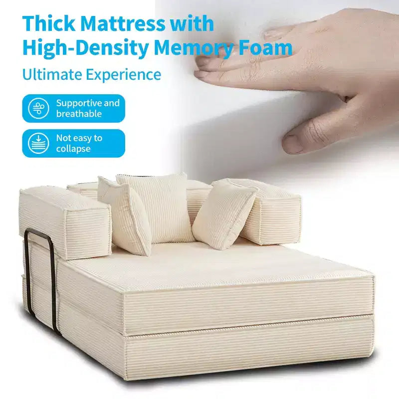 Canapé-lit convertible 168 cm avec oreillers, canapé-matelas pliable – Sanzelize Design