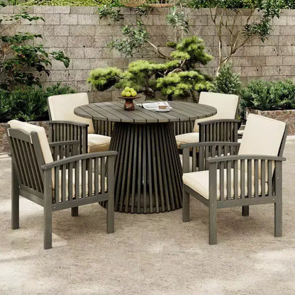 Ensemble de chaises longues de jardin avec table à manger pour jardin, terrasse et terrasse, bois d'acacia – Sanzelize Design