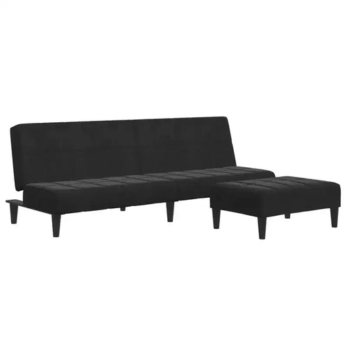 Canapé-lit 2 places avec repose-pieds - Velours noir Rembourré Canapé convertible pour salon, chambre, studio – Sanzelize Design