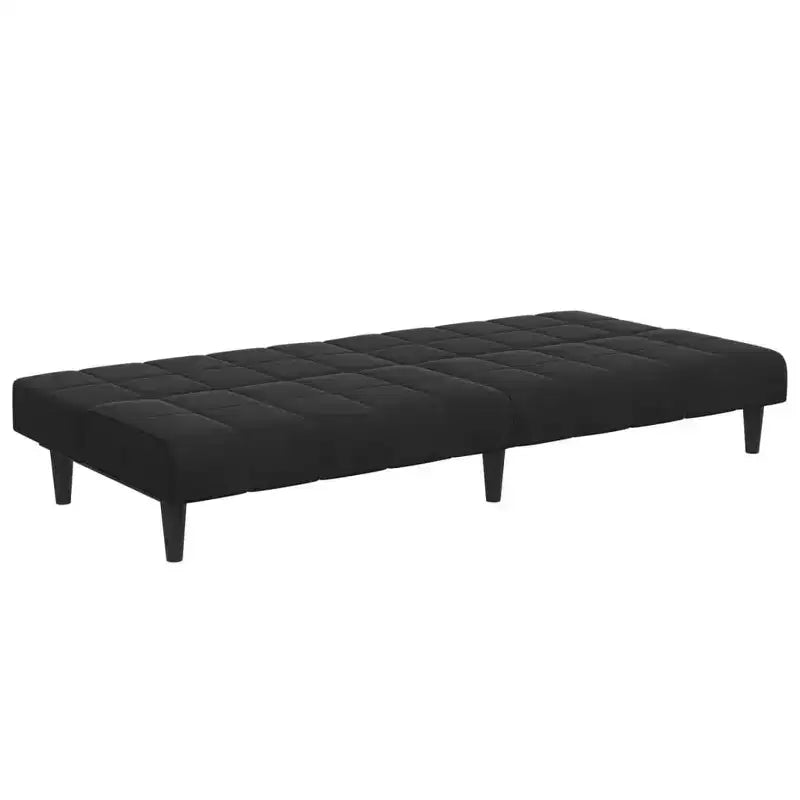 Canapé-lit 2 places avec repose-pieds - Velours noir Rembourré Canapé convertible pour salon, chambre, studio – Sanzelize Design