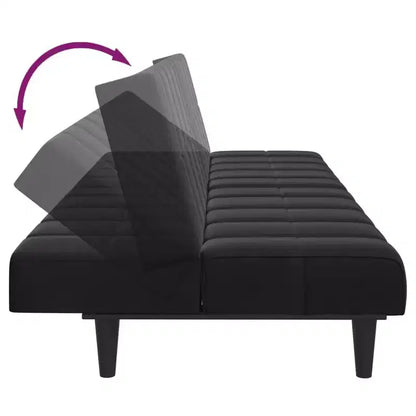 Canapé-lit 2 places avec repose-pieds - Velours noir Rembourré Canapé convertible pour salon, chambre, studio – Sanzelize Design
