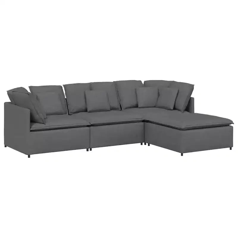Canapé modulable avec repose-pieds et coussins Tissu Gris foncé - Gris foncé – Sanzelize Design