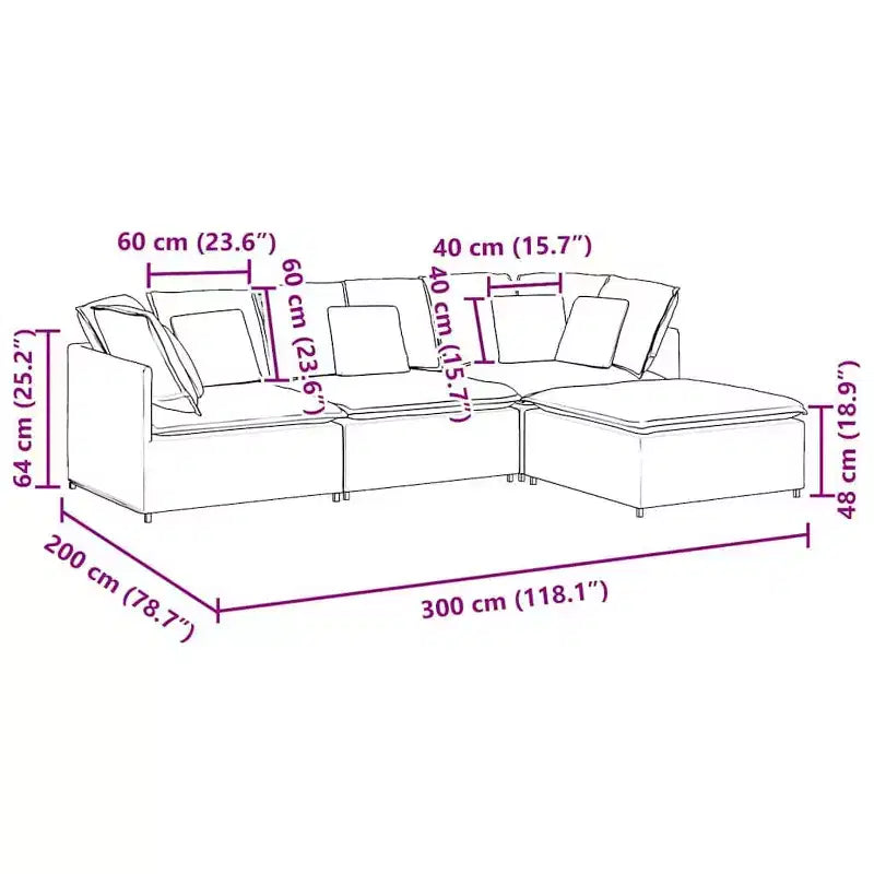 Canapé modulable avec repose-pieds et coussins Tissu Gris foncé - Gris foncé – Sanzelize Design
