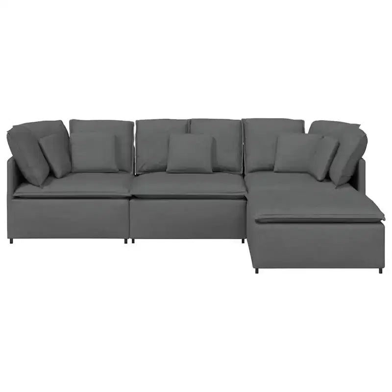 Canapé modulable avec repose-pieds et coussins Tissu Gris foncé - Gris foncé – Sanzelize Design