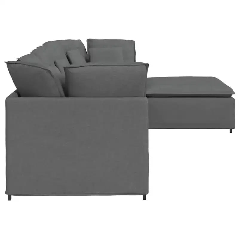 Canapé modulable avec repose-pieds et coussins Tissu Gris foncé - Gris foncé – Sanzelize Design