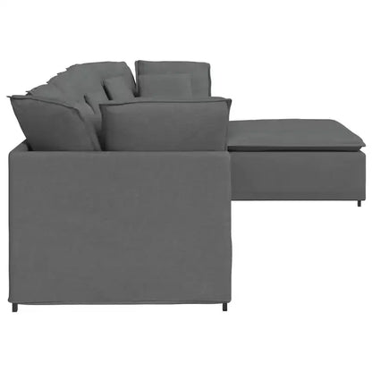 Canapé modulable avec repose-pieds et coussins Tissu Gris foncé - Gris foncé – Sanzelize Design