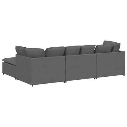 Canapé modulable avec repose-pieds et coussins Tissu Gris foncé - Gris foncé – Sanzelize Design