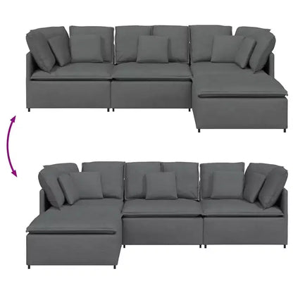 Canapé modulable avec repose-pieds et coussins Tissu Gris foncé - Gris foncé – Sanzelize Design