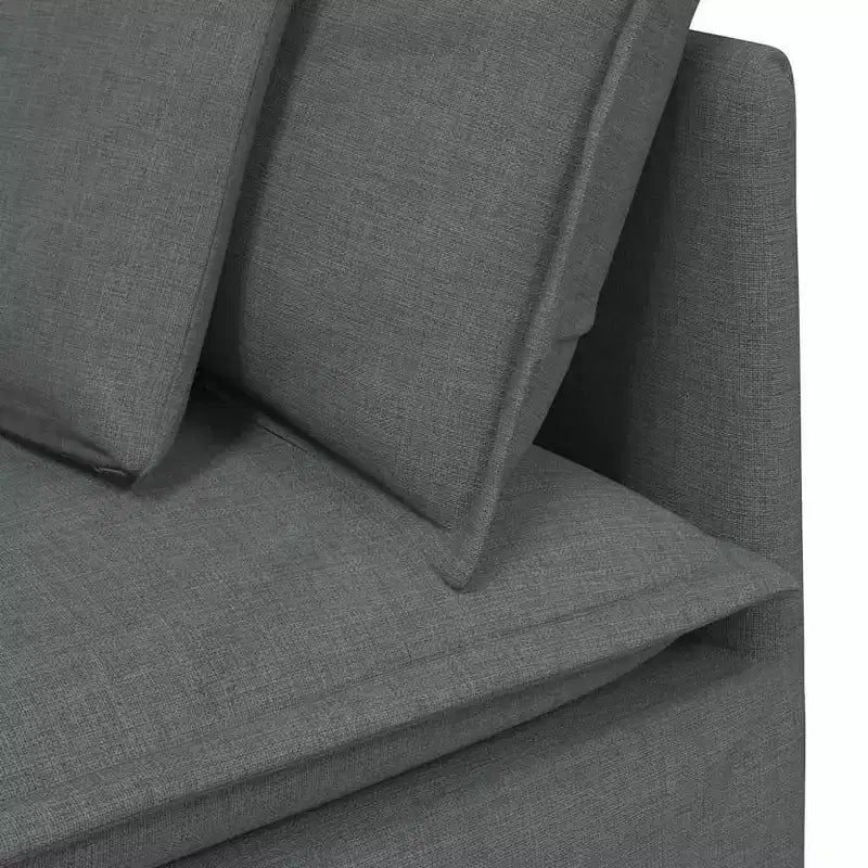 Canapé modulable avec repose-pieds et coussins Tissu Gris foncé - Gris foncé – Sanzelize Design
