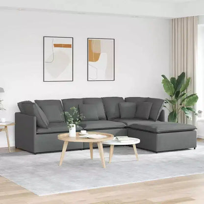 Canapé modulable avec repose-pieds et coussins Tissu Gris foncé - Gris foncé – Sanzelize Design