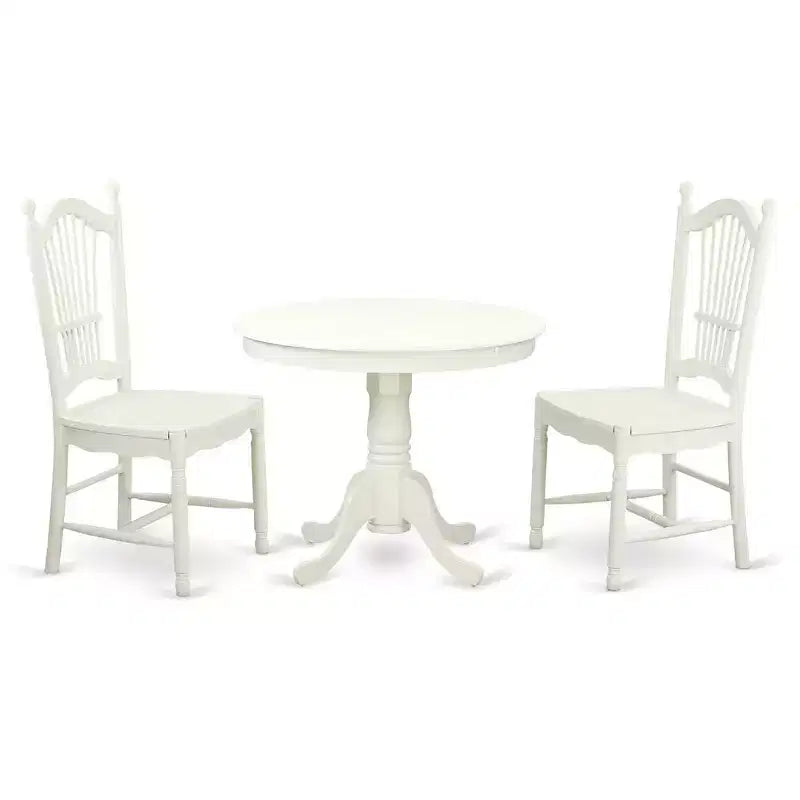 Belmont - Ensemble table de cuisine et 2 chaises de salle à manger, blanc lin. – Sanzelize Design