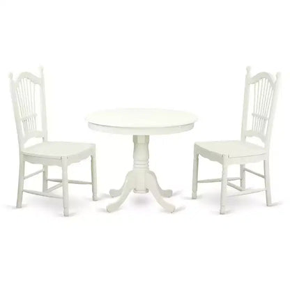 Belmont - Ensemble table de cuisine et 2 chaises de salle à manger, blanc lin. – Sanzelize Design