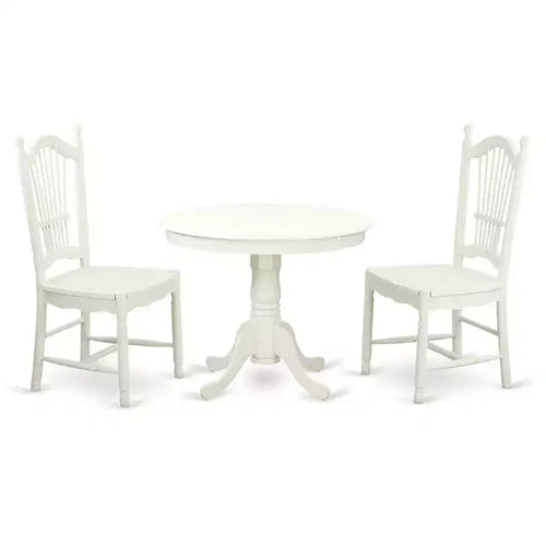 Belmont - Ensemble table de cuisine et 2 chaises de salle à manger, blanc lin. – Sanzelize Design