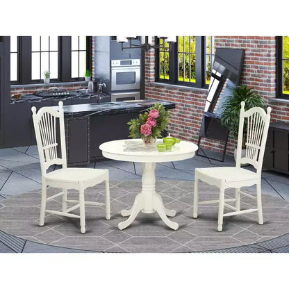 Belmont - Ensemble table de cuisine et 2 chaises de salle à manger, blanc lin. – Sanzelize Design