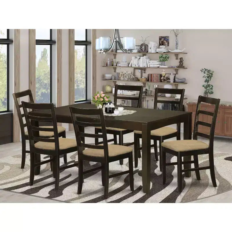 Belmont Salle à manger-Table de salle à manger avec rallonge et chaises de cuisine, Cappuccino – Sanzelize Design