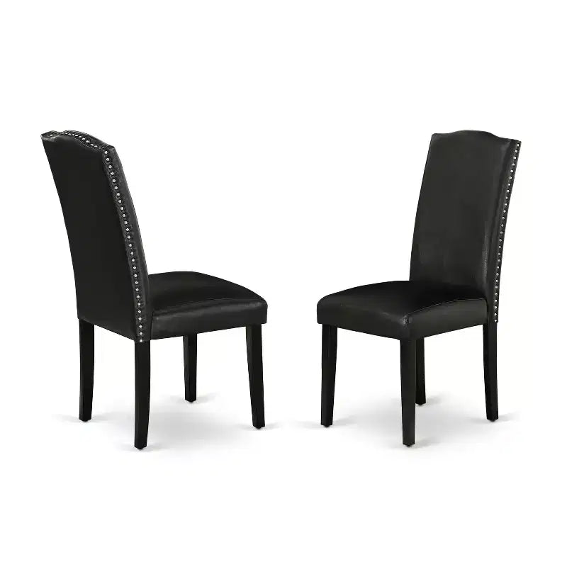 Ensemble de salle à manger Belmont, 7 pièces: table rectangulaire de 152 cm et six chaises Parson avec pieds noirs et – Sanzelize Design