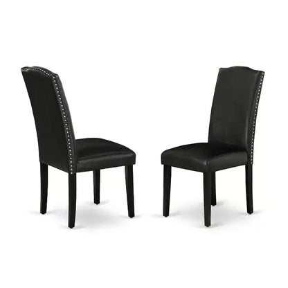 Ensemble de salle à manger Belmont, 7 pièces: table rectangulaire de 152 cm et six chaises Parson avec pieds noirs et – Sanzelize Design