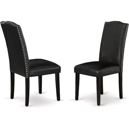 Ensemble de salle à manger Belmont, 7 pièces: table rectangulaire de 152 cm et six chaises Parson avec pieds noirs et – Sanzelize Design