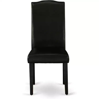 Ensemble de salle à manger Belmont, 7 pièces: table rectangulaire de 152 cm et six chaises Parson avec pieds noirs et – Sanzelize Design