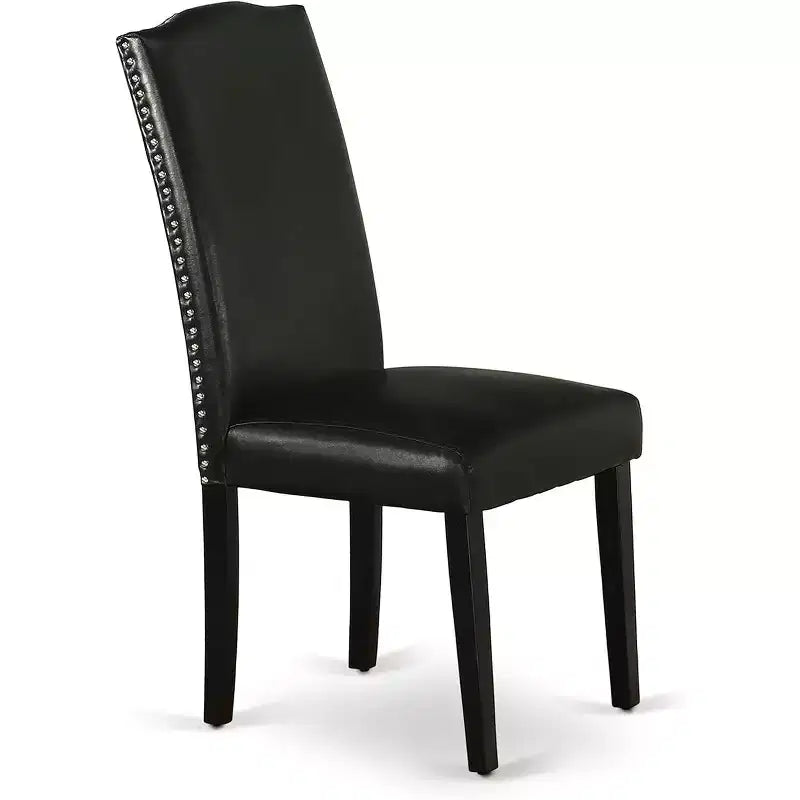 Ensemble de salle à manger Belmont, 7 pièces: table rectangulaire de 152 cm et six chaises Parson avec pieds noirs et – Sanzelize Design