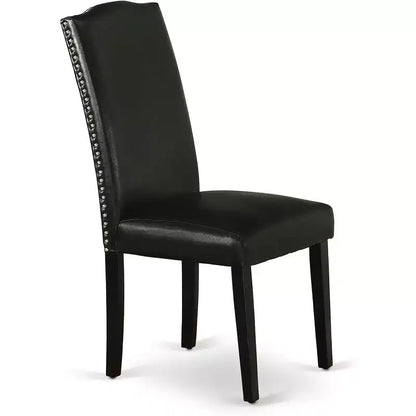 Ensemble de salle à manger Belmont, 7 pièces: table rectangulaire de 152 cm et six chaises Parson avec pieds noirs et – Sanzelize Design