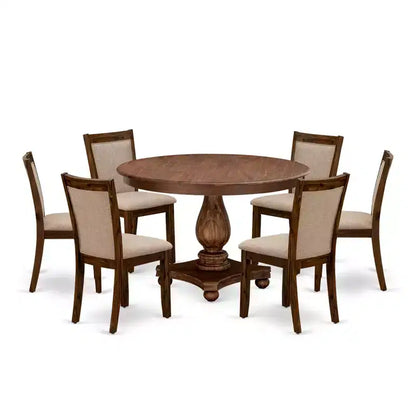 Ensemble de salle à manger moderne 7 pièces Belmont – Table à piédestal en bois et 6 chaises de salle à manger Parsons – Sanzelize Design
