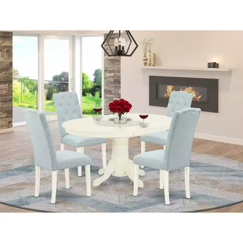 Belmont Ensemble de salle à manger 5 pièces - Table de salle à manger ovale, rallonge papillon – Sanzelize Design