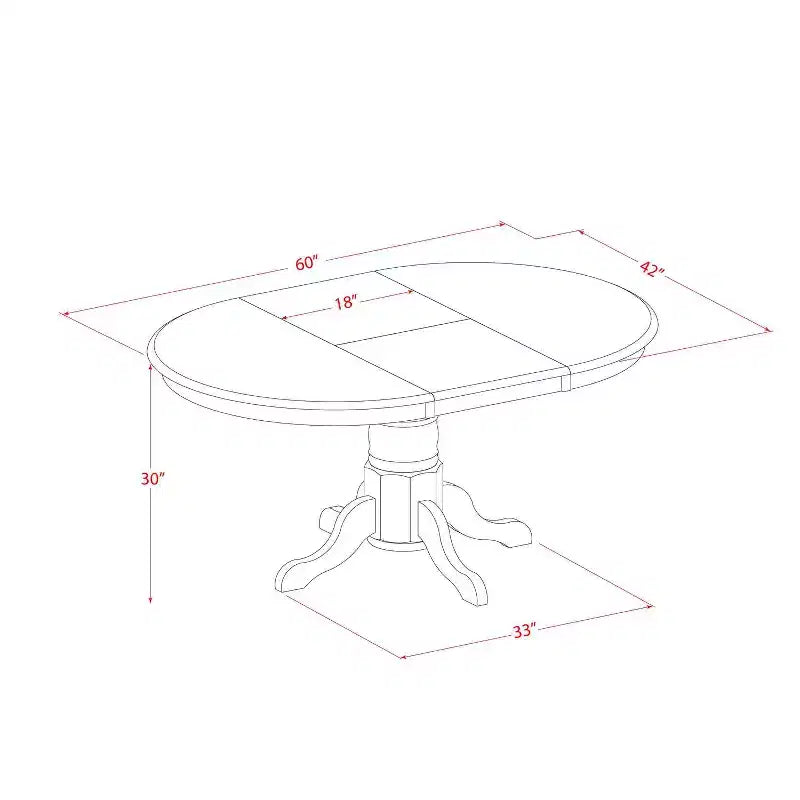 Belmont Ensemble de salle à manger 5 pièces - Table de salle à manger ovale, rallonge papillon – Sanzelize Design
