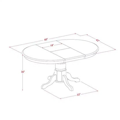 Belmont Ensemble de salle à manger 5 pièces - Table de salle à manger ovale, rallonge papillon – Sanzelize Design