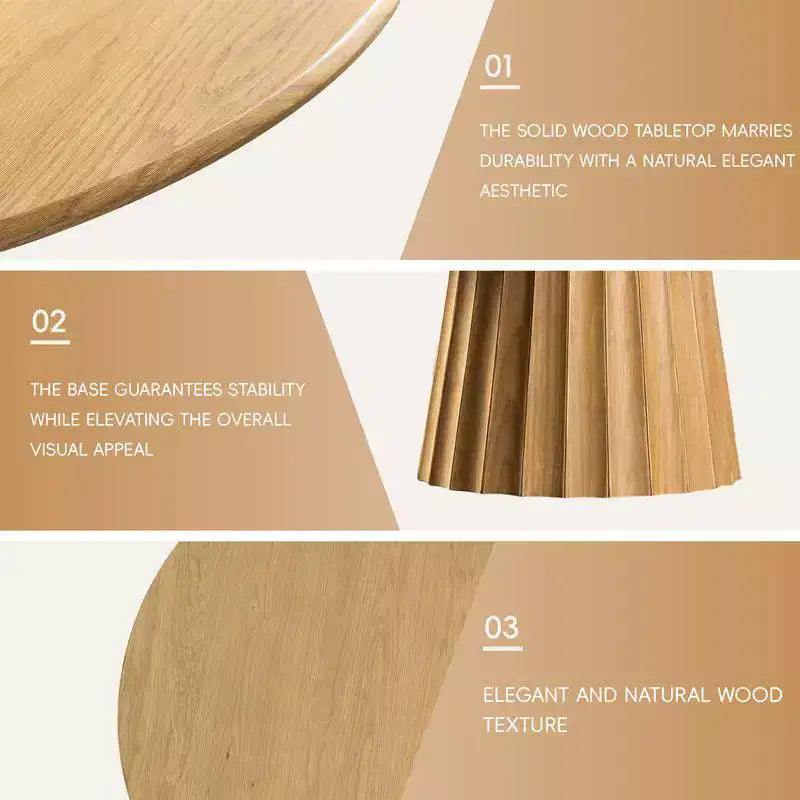 Ensemble Table à Manger Ronde 132 cm Moderne avec 8 Chaises Rembourrées Plateau en Bois Texturé Naturel Base Piédestal – Sanzelize Design