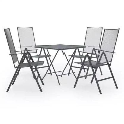 Ensemble de salle à manger d'extérieur table et chaises de jardin en maille acier anthracite – Sanzelize Design