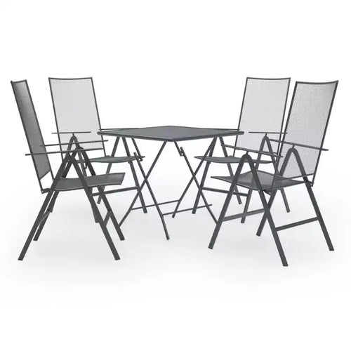 Ensemble de salle à manger d'extérieur table et chaises de jardin en maille acier anthracite – Sanzelize Design