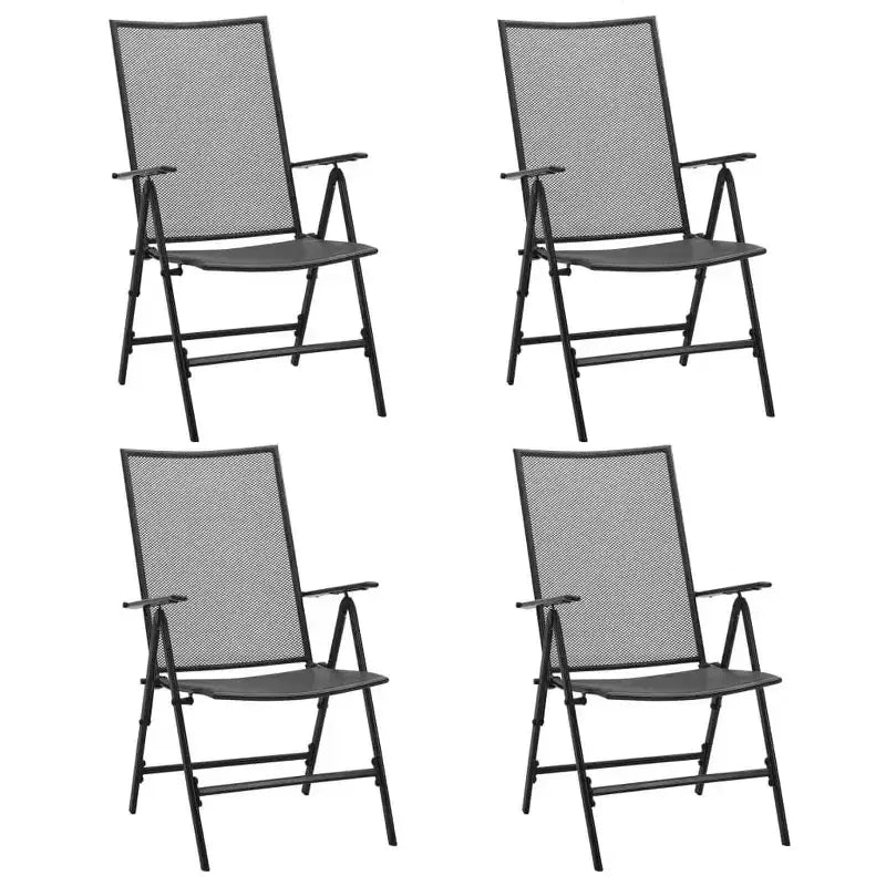 Ensemble de salle à manger d'extérieur table et chaises de jardin en maille acier anthracite – Sanzelize Design